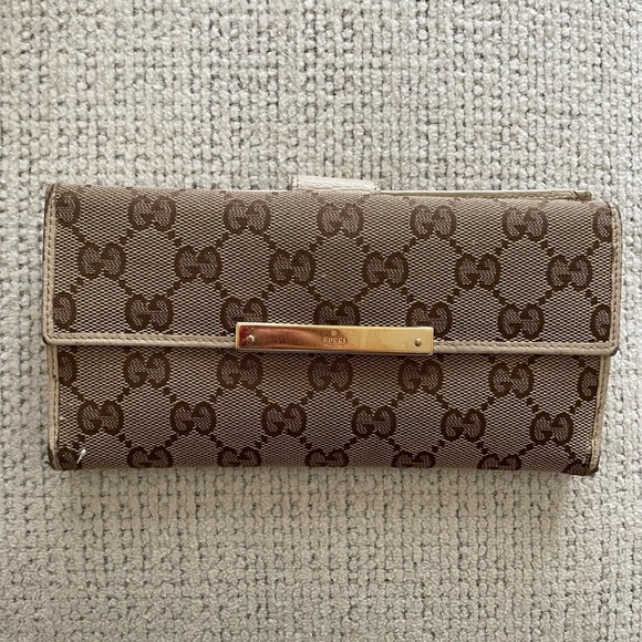 Vintage Gucci Cream GG Monogram Continental Wallet - Picture 1 of 8